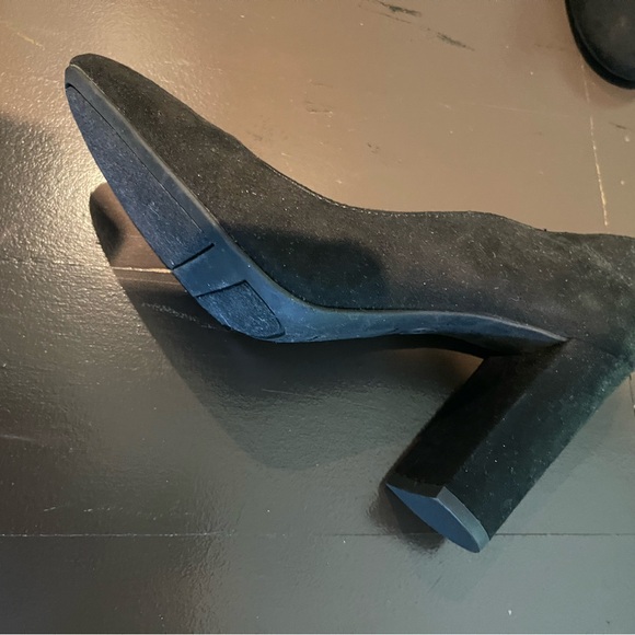Libby Edelman Sean Black Faux Suede Block Heel Womens Fashion Heels Size 7 - Picture 5 of 6